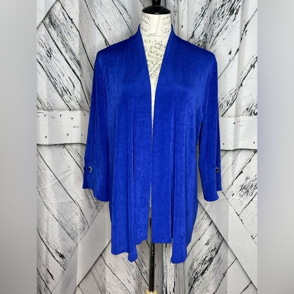 NWT Chico's Travelers Open Front Jacket Blue Grotto Sz 12/14  (Chico’s 2P) - Picture 1 of 6